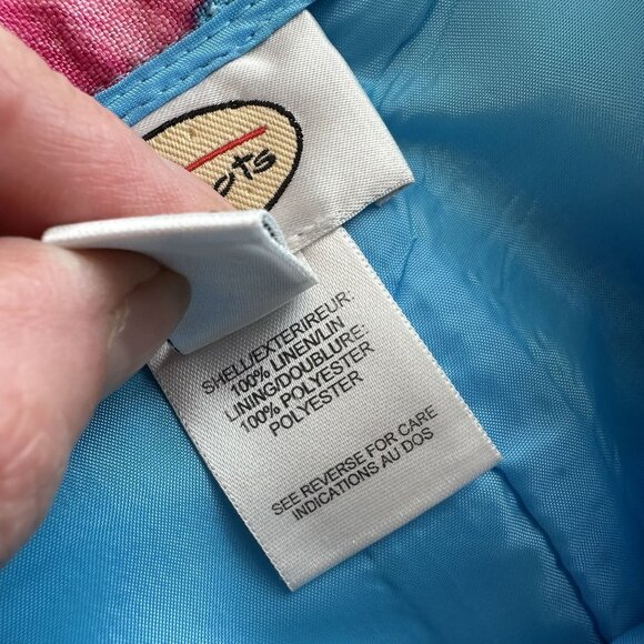 Talbots Womens Floral Capri Pants Size 14 Blue Pink Linen Blend Lightweight XL - Picture 7 of 12